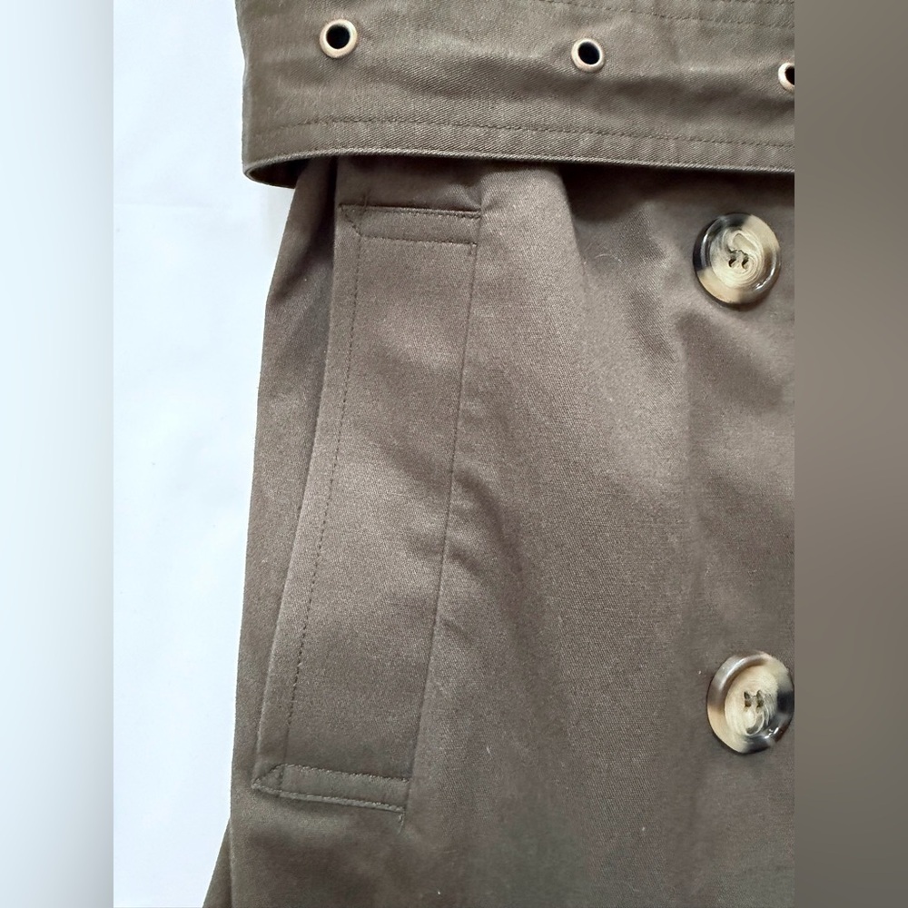 Trench Coat Belted Women’s Double-Breasted- Olive Small - Picture 10 of 15